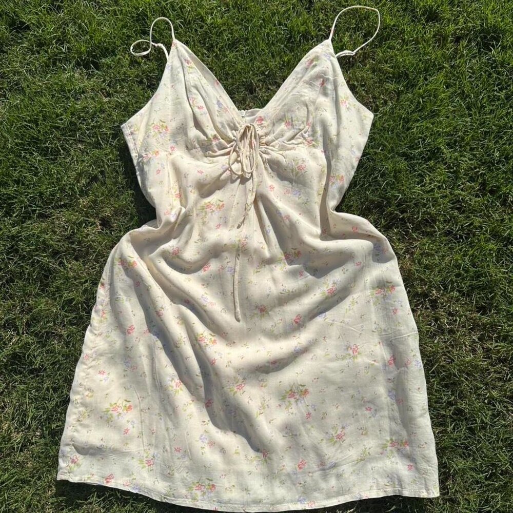 LA Hearts by PacSun Women's Cream and Yellow Dress